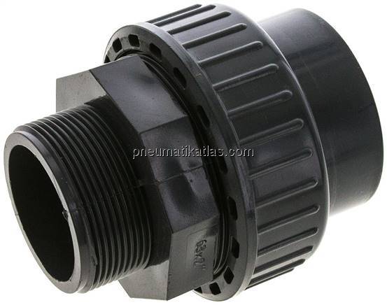 Klebe-/Gewindeverschraubung, PVC-U/ FKM, 63mmxG 2" AG