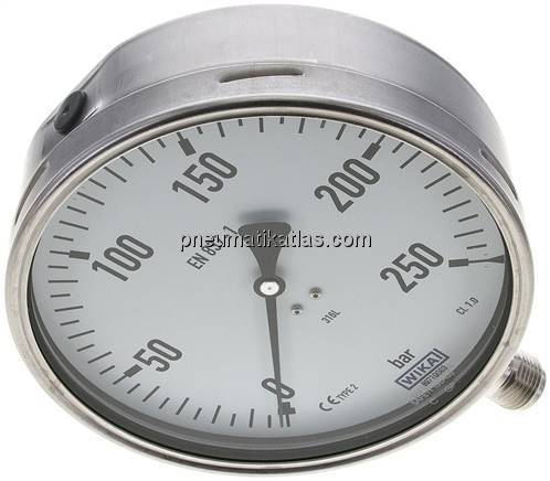 Chemie-Manometer senkrecht, 160mm, 0 - 250 bar