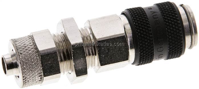 Schott-Kupplungsdose (NW5) 8x6mm Schlauch, Messing vernickelt