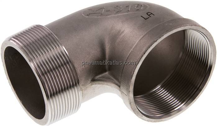 90°-Einschraubwinkel Rp 2-1/2"(IG)-R 2-1/2"(AG), 1.4408