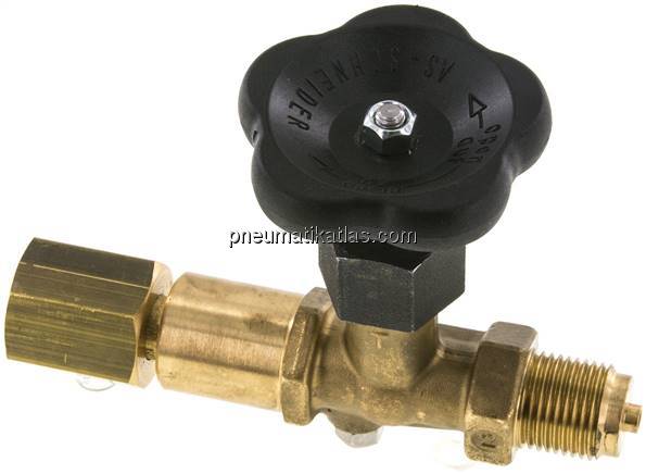 Manometer-Absperrventil G 1/2" Drehbare Muffe - Zapfen mit Schaft für Messgeräte