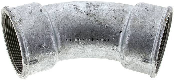 45°-Bogen Rp 2-1/2" (IG), Temperguss verzinkt