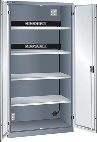 Ladeschrank Fächer Ral 6502/7035 BxTxH 1000x580x1950 2x5 fach Schuko