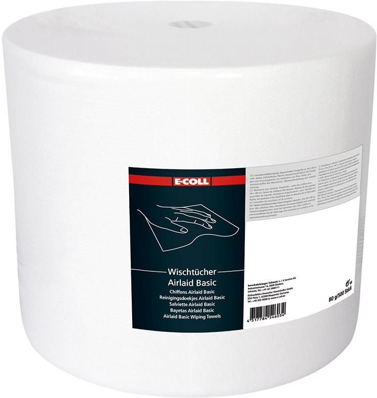 Wischtuch Airlaid Basic 500 Blatt 30x38mm weiß E-COLL