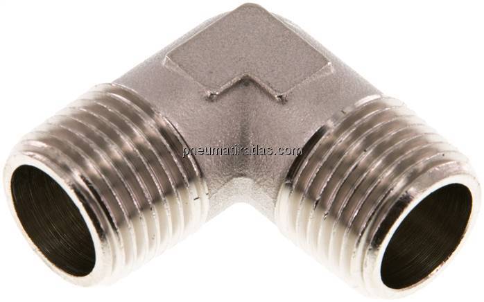 90°-Winkel R 1/2" (AG), Messing vernickelt