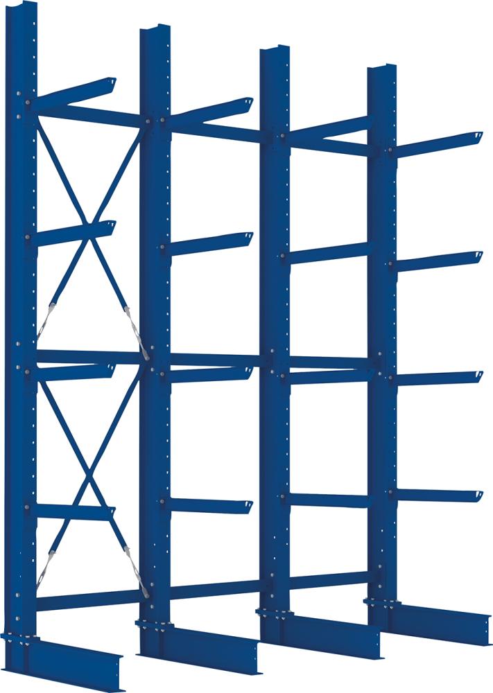 Kragarmregal Heavy B3100xT800xH4000 mm einseitig RAL 5010 5 Ebenen Traglast 2520kg