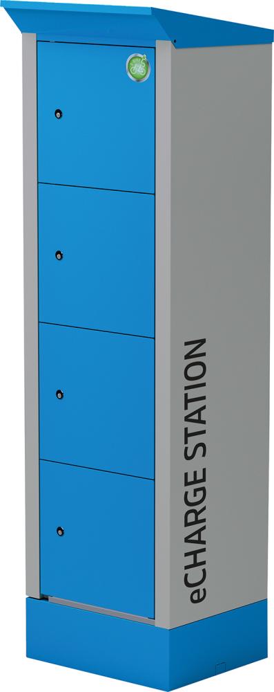 E-Bike Ladestation 600x500x2095/2000mm Kaßierschloß Safe-O-Mat RAL 7035/RAL 5012
