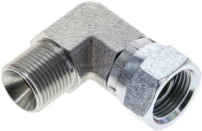 90°-Einschraubwinkel, 60°-Kegel, G 3/8", Stahl verzinkt