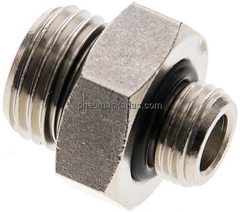 Doppelnippel G 1/4"-G 1/8", Messing vernickelt (Elastomerdichtung)