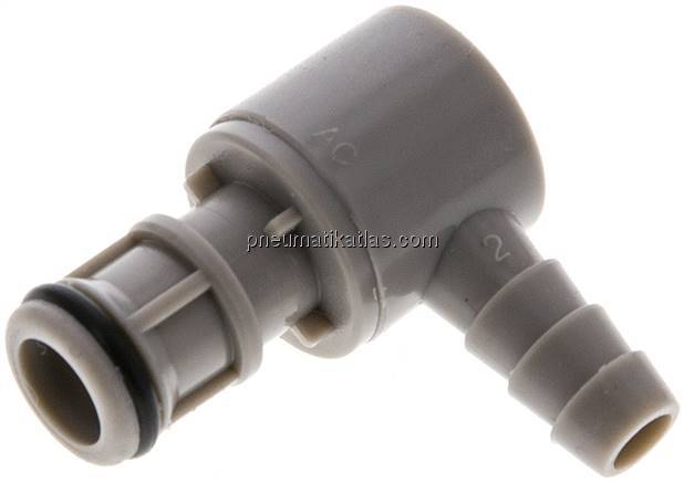 Winkel-Kupplungsstecker (AP) mit Schlauchtülle, Polypropylen