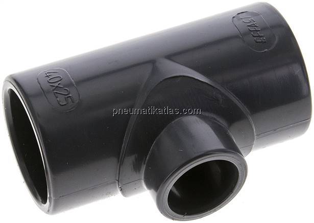 Klebemuffen-T-Stück, reduziert, PVC-U, 40x25x40mm