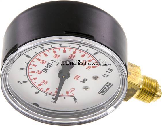 Vakuummeter, 63mm, senkrecht, -1 bis 9