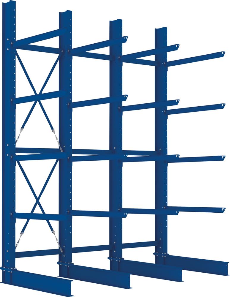 Kragarmregal Heavy B3100xT1250xH4000 mm einseitig RAL 5010 5 Ebenen Traglast 1600kg