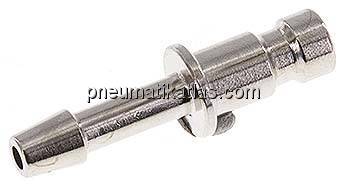 Kupplungsstecker (NW2,7) 3mm Schlauch, Messing vernickelt