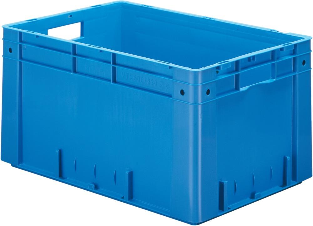 Transport-Stapelkasten B600xT400xH320 mm blau Auflast 700kg mit Griffloch LA-KA-PE