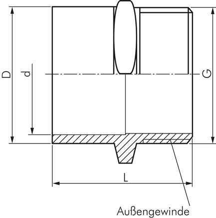 Zeichnung: Verbinder mit Klebemuffe / -nippel & Au