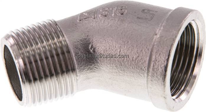 45°-Einschraubwinkel Rp 3/4"(IG)-R 3/4"(AG), 1.4408