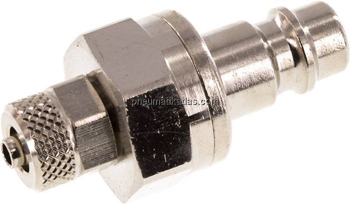 Kupplungsstecker (NW7,2) 6x4mm Schlauch, Messing vernickelt