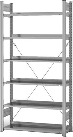 Grundregal zerlegt HZG 20310 EX, 6 Böden 2000x300x1000mm verzinkt