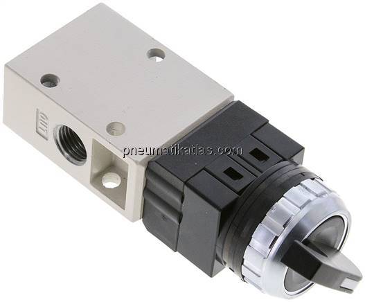 3/2-Wege Ventil G 1/4", Drehschalter schwarz