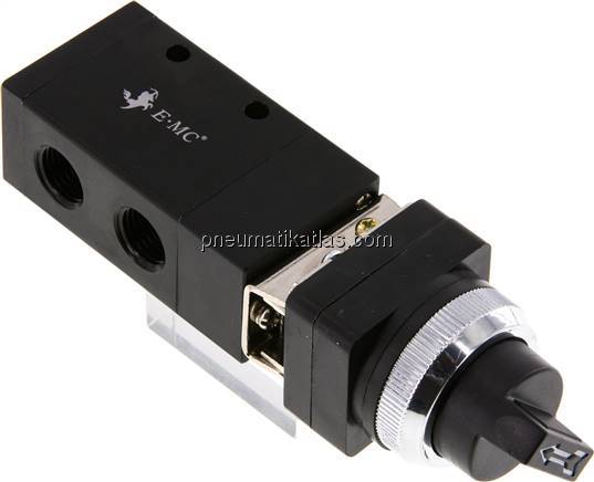 3/2-Wege (NC/NO) Drehschalter-Ventil, schwarz, G 1/4"