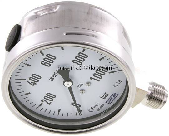 Chemie-Manometer senkrecht, 100mm, 0 - 1000 bar