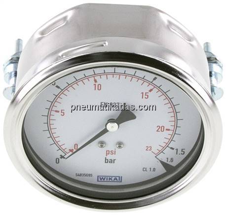 Einbaumanometer, 3-kant-Frontring, 100mm, 0 - 1,6 bar