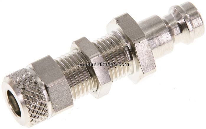 Schott-Kupplungsstecker (NW5) 6x4mm Schlauch, Messing vernickelt