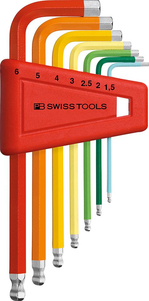 Winkelschraubendreher- Satz im Kunststoffhalter 7-teilig 1,5-6mm Rainbow Kugelkopf PB Swiss Tools