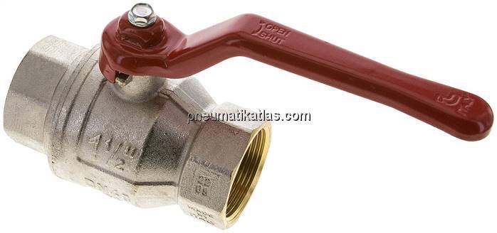 Messing-Kugelhahn, Rp 1-1/2", -0,9 bis 30 bar, voller Durchgang