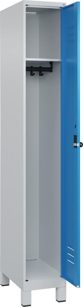 Garderobenschrank CLASSICB300xT500xH1950 mm RAL 7035/5012, 1 Abteil mit 100 mm hohen Füßen