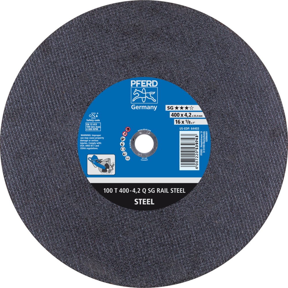 RAIL SG stat. Trennscheiben 100 T 400-4,2 Q SG RAIL STEEL/25,4