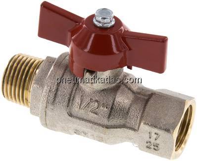 Messing-Kugelhahn, R 1/2" / Rp 1/2", -0,9 bis 50bar