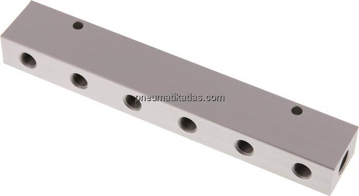 Verteilerleiste 2x G 1/4"-12x G 1/8", Aluminium eloxiert