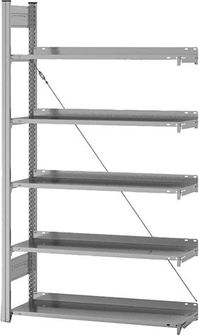 Anbauregal zerlegt HZA 17310 EX, 5 Böden 1750x300x1000mm verzinkt