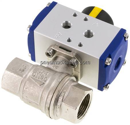 Pneumat. Messing-Kugelhahn, G 3/4", doppeltwirkend