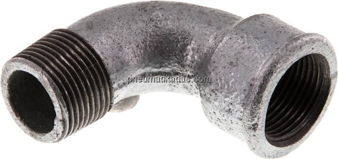 90°-Bogen Rp 3/4"(IG)-R 3/4"(AG), Temperguss verzinkt