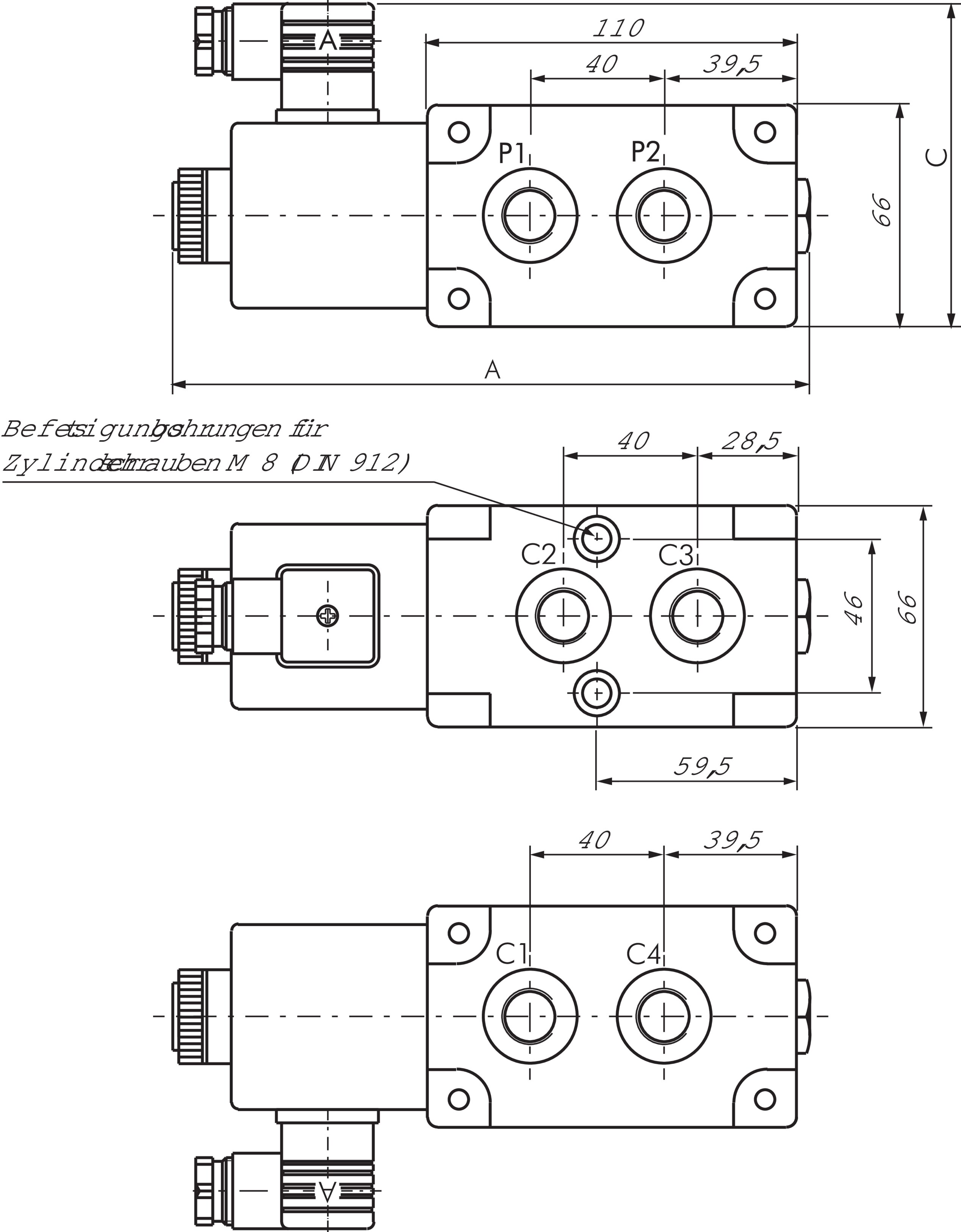 Zeichnung: 6/2-Wege Hydraulik-Magnetventil