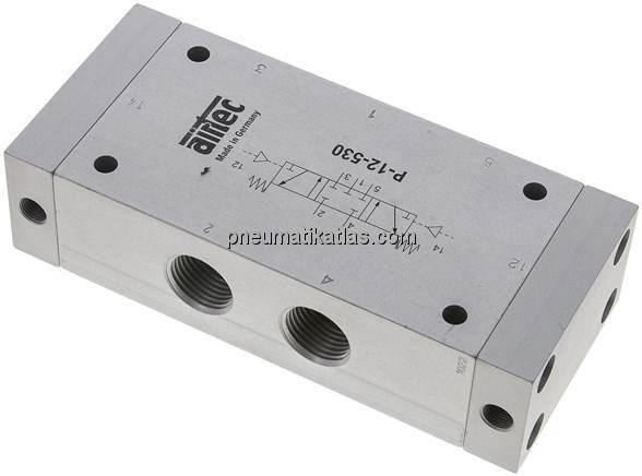 5/3-Wege Pneumatikventil, G 1/2", Mittelstellung geschlossen, ATEX-Zulassung
