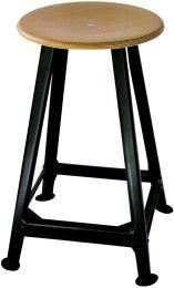 Bandstahlhocker Holz Rundsitz, RAL 9005 Vierbein, Höhe 600 mm Sitzfläche D 350 mm