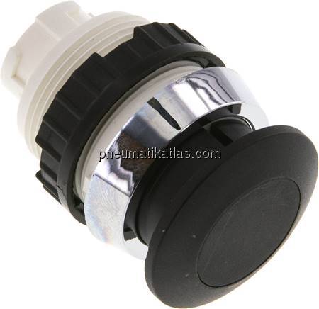 Betätigeraufsatz 30mm, Pilztaster (schwarz)