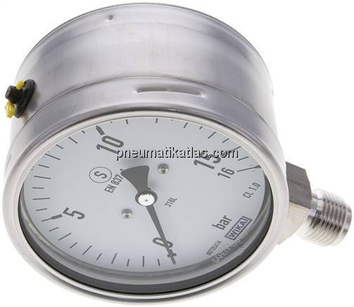 Sicherheits-Manometer senkrecht, 100mm, 0 - 16 bar