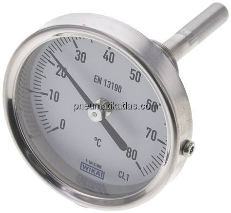 Bimetallthermometer, waagerecht D63/0 bis +80°C/63mm