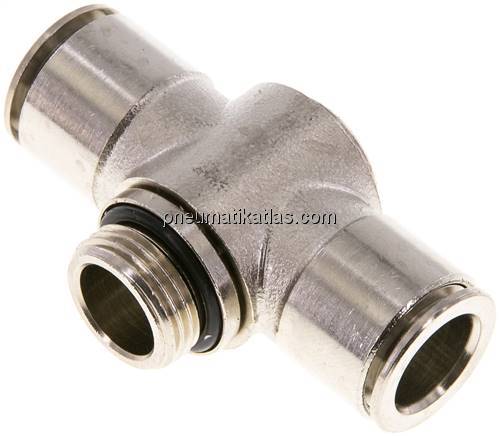 Kompakt-Steckanschluss, T-Stück, einfach, Messing vernickelt