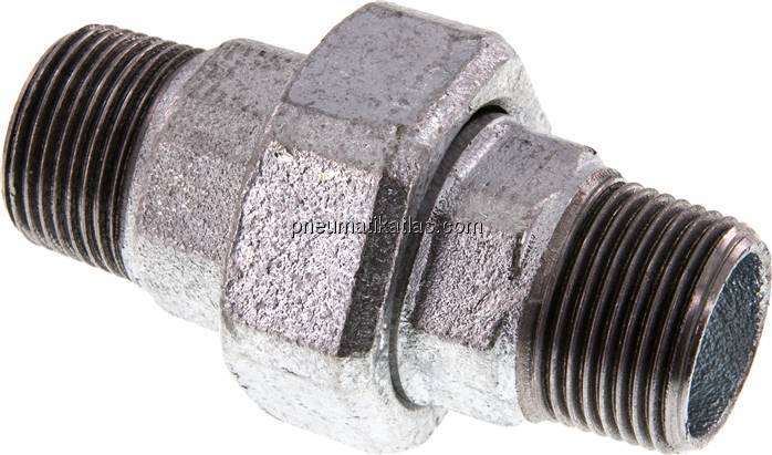 Doppelnippel trennbar R 1" flach dichtend,Temperguss verzinkt