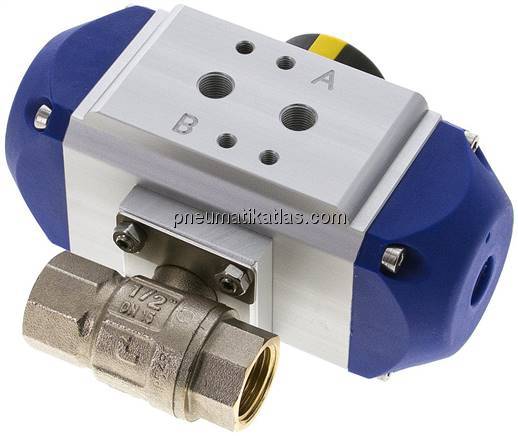 Pneumat. Trinkwasser-Kugelhahn, G 1/2", Feder-schließend