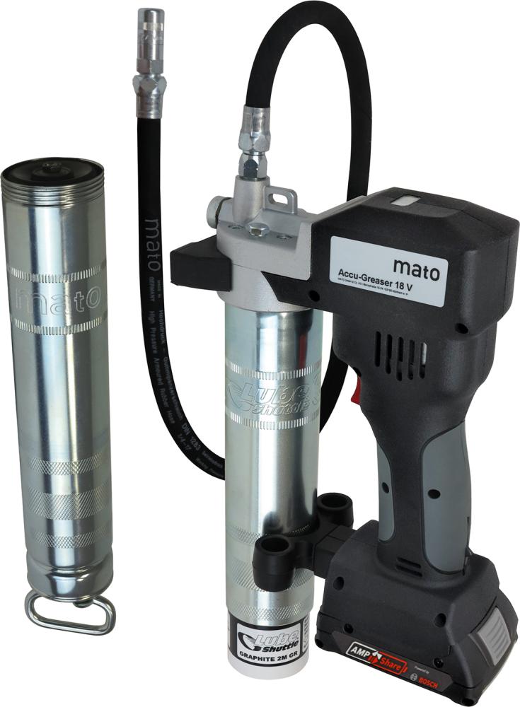 Akku-Fettpresse 18V/2Ah PREMIUM-S-LS AMPShare m. Ladegerät u.Akku MATO