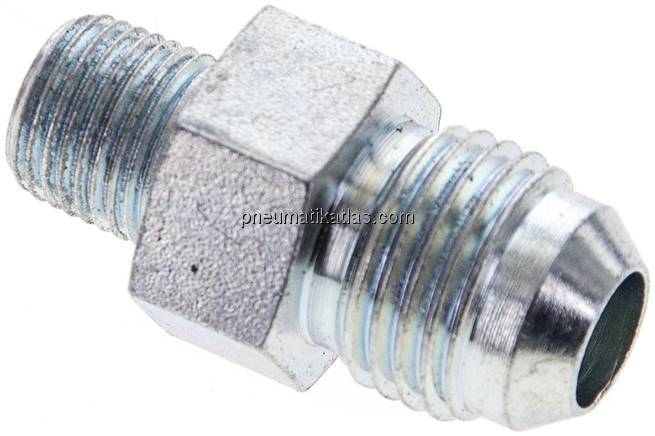 Doppelnippel NPT 1/8"-UNF 9/16"-18(JIC), Stahl verzinkt