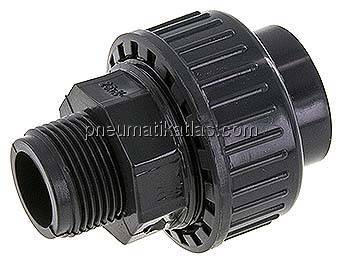 Klebe-/Gewindeverschraubung, PVC-U/ FKM, 25mmxG 3/4" AG