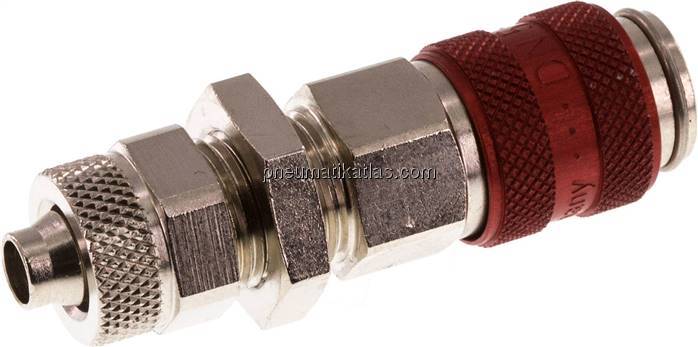 Schott-Kupplungsdose (NW5) 8x6mm Schlauch, Messing vernickelt